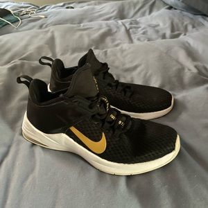 Nike trainers, Black with Gold Swoops, W9.5